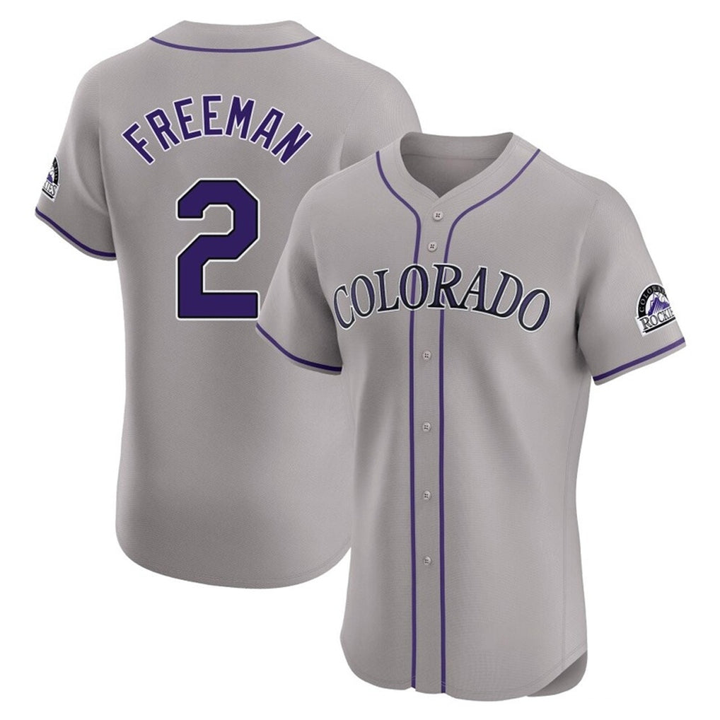 Colorado Rockies #2 Tyler Freeman Player Gray CLOTHIN Limited Elite Home Stitched Jerseys