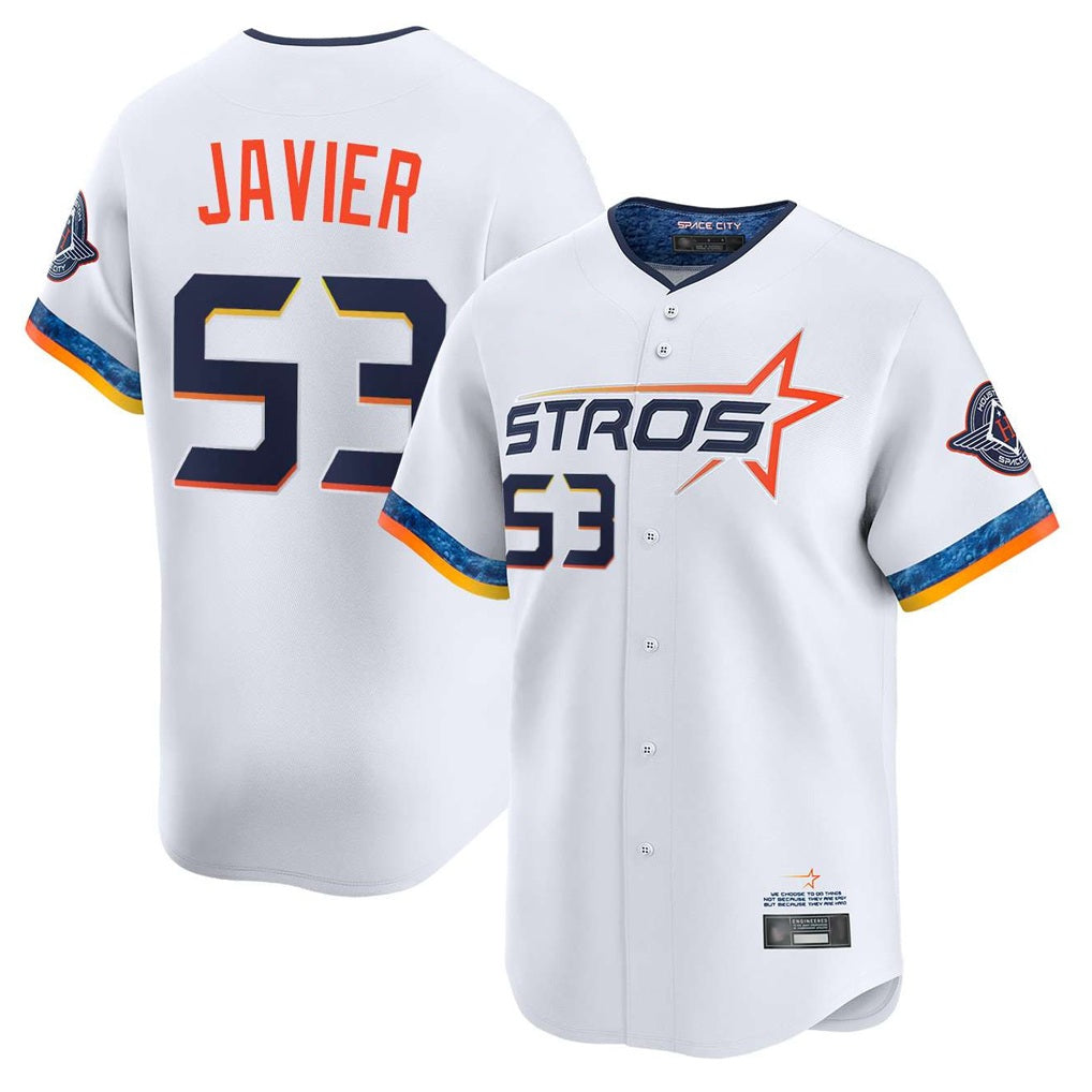 Houston Astros #53 Cristian Javier Player White CLOTHIN City Connect Limited Home Stitched Jerseys
