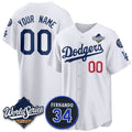 Custom Los Angeles Dodgers ACTIVE PLAYER White CLOTHIN 2025 World Series With No. 34 Patch Limited Stitched Jersey