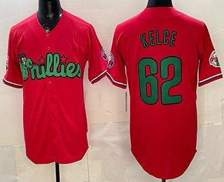 Philadelphia Phillies #62 Jason Kelce Red CLOTHIN Limited Stitched Jersey