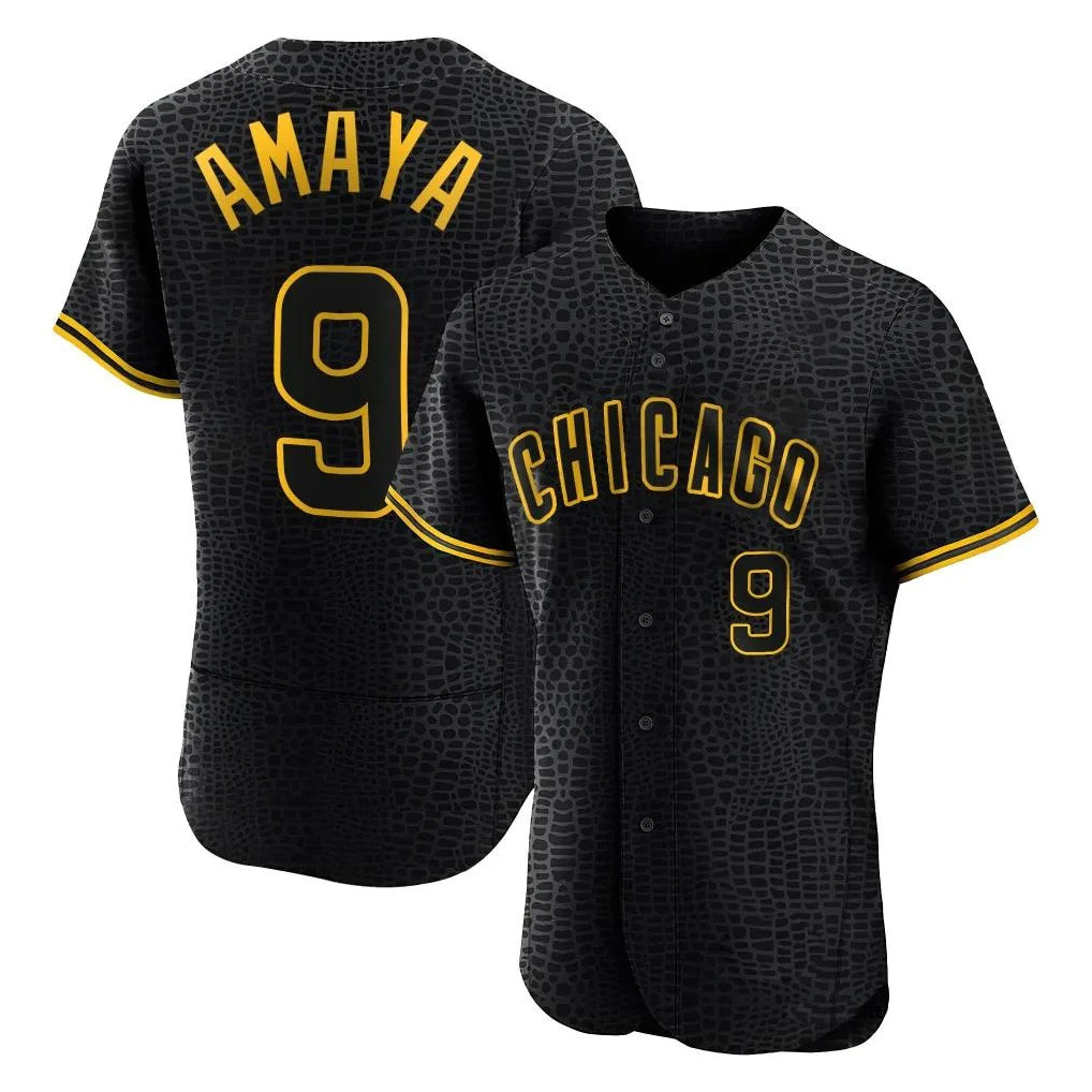 Chicago Cubs #9 Miguel Amaya Player Black CLOTHIN Snake Skin City Limited Elite Home Game Stitched Jerseys