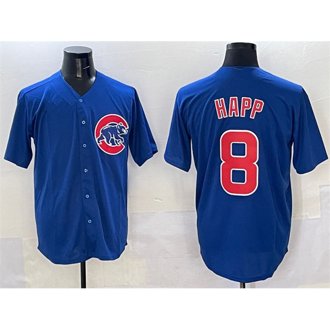 Chicago Cubs #8 Ian Happ Royal CLOTHIN Cool Base Stitched Jersey