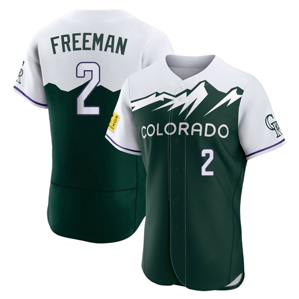 Colorado Rockies #2 Tyler Freeman Player Green CLOTHIN City Connect Limited Elite Home Stitched Jerseys