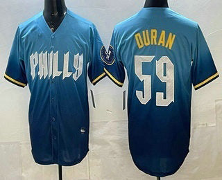 Philadelphia Phillies #59 Jhoan Duran Blue CLOTHIN 2024 City Cool Base Jersey