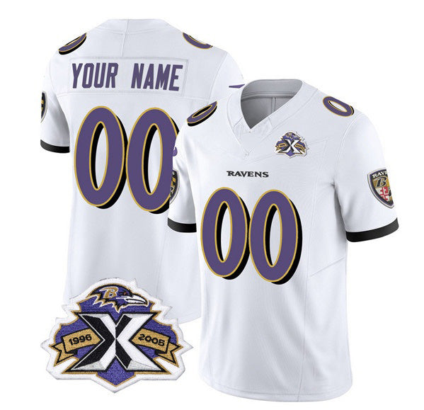 Custom B.Ravens Active Player White CLOTHIN 2023 F.U.S.E With Patch Throwback Vapor Limited Stitched Jersey