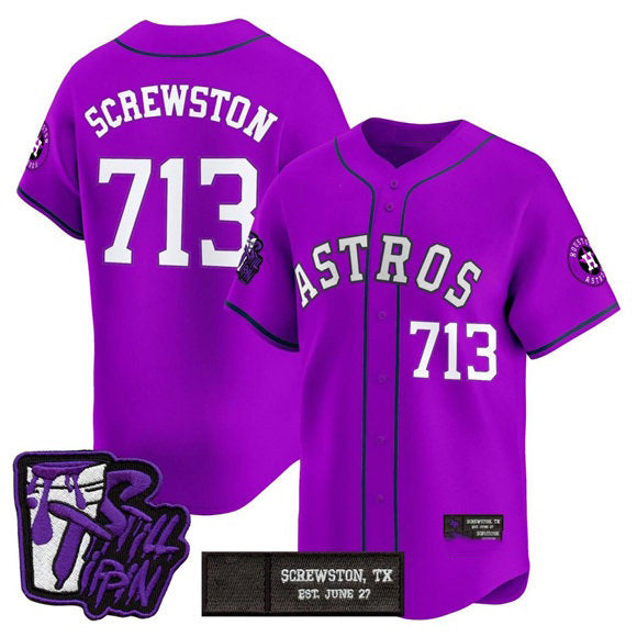 Houston Astros #713 DJ Screwston Still Tippin Purple CLOTHIN Patch Vapor Limited Stitched Jersey