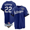 Los Angeles Dodgers #22 Clayton Kershaw Player Royal CLOTHIN World Series City Connect Home Game Stitched Jerseys