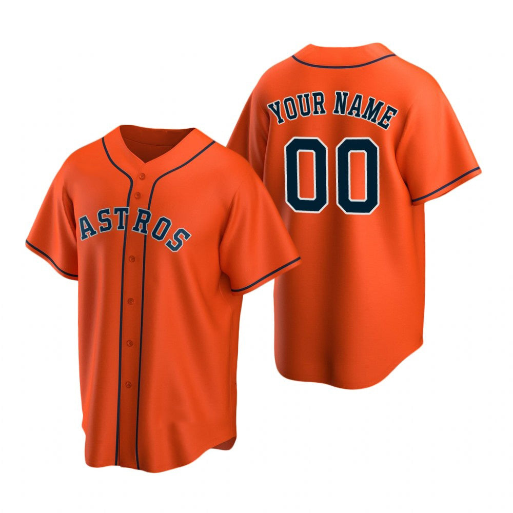 Custom Houston Astros Orange CLOTHIN Stitched Cool Base Jersey