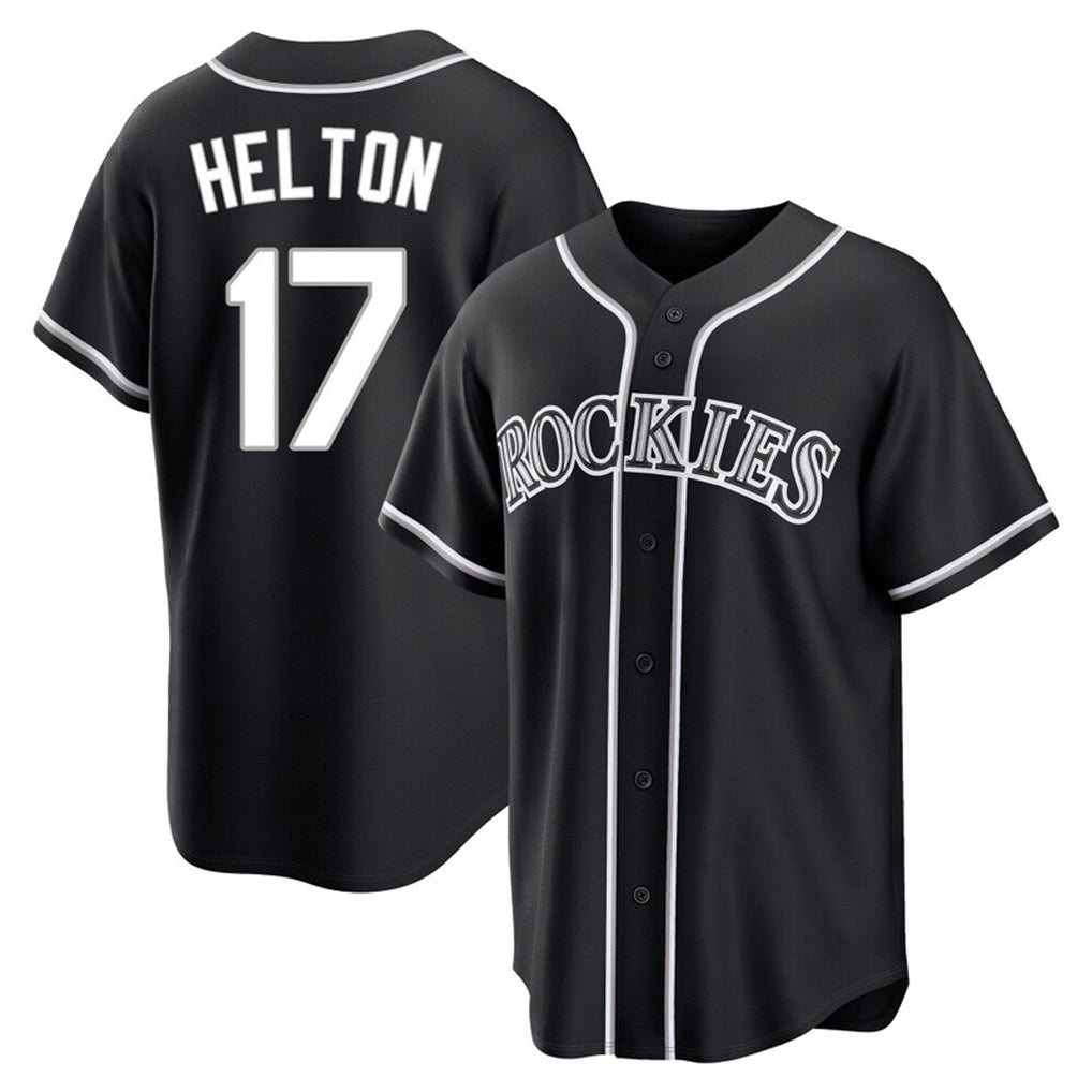 Colorado Rockies #17 Todd Helton Player Black CLOTHIN Fashion Out Home Game Stitched Jerseys