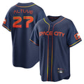 Houston Astros #27 Jose Altuve Player Navy CLOTHIN City Connect Home Game Stitched Jerseys