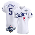 Los Angeles Dodgers #5 Freddie Freeman Player White CLOTHIN World Series Limited Elite Home Stitched Jerseys