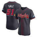 Atlanta Braves #51 Chris Sale Player Navy CLOTHIN 2025 Speedway Classic Limited Elite Home Game Stitched Jerseys