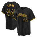 Atlanta Braves #44 Hank Aaron Player Black CLOTHIN Snake Skin City Home Game Stitched Jerseys