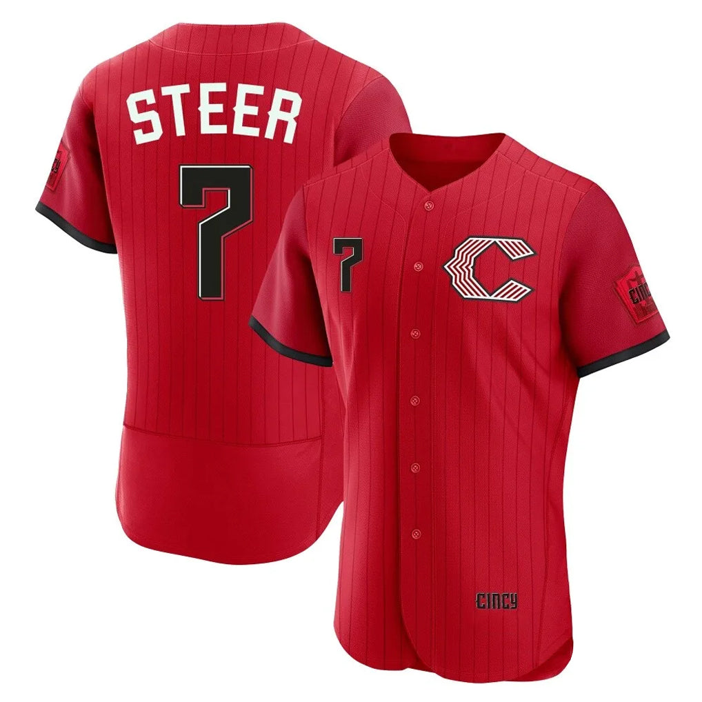 Cincinnati Reds #7 Spencer Steer Player Red CLOTHIN 2026 City Connect Limited Elite Home Stitched Jerseys