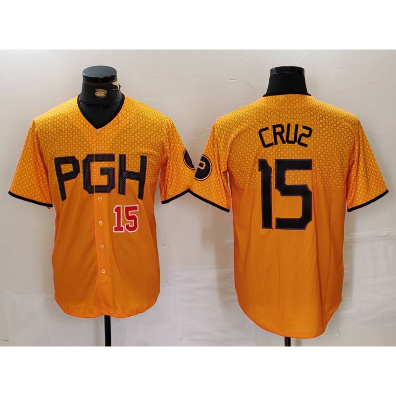 Pittsburgh Pirates #15 Oneil Cruz Yellow CLOTHIN 2023 City Connect Stitched Jerseys