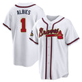 Atlanta Braves #1 Ozzie Albies Player White Gold CLOTHIN Home Game Stitched Jerseys