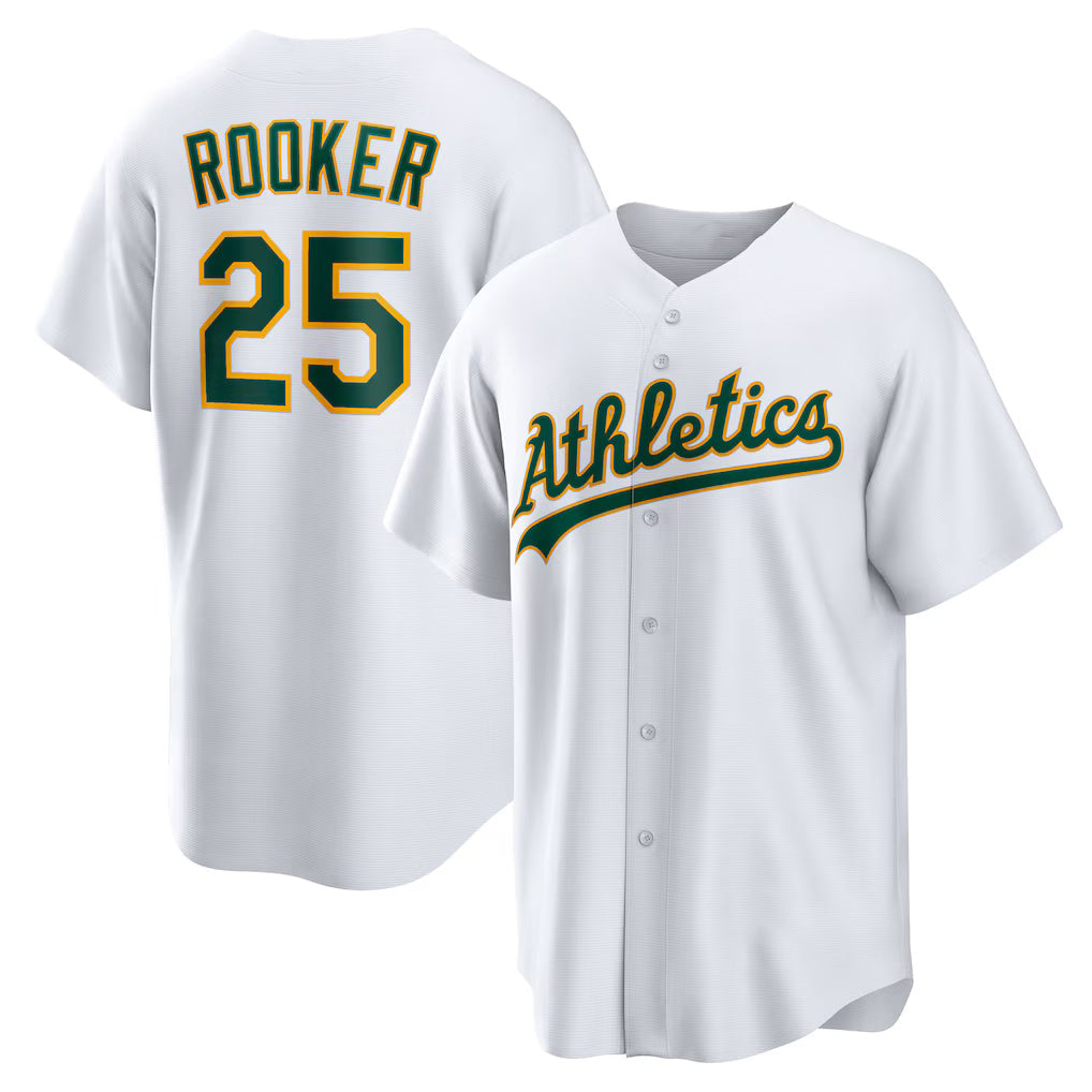 Oakland Athletics #25 Brent Rooker White CLOTHIN Home Replica Jersey