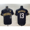 San Diego Padres #13 Manny Machado Black Gold CLOTHIN With Patch Cool Base Stitched Jersey