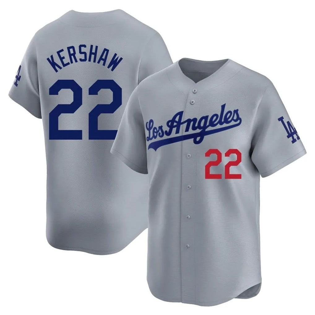 Los Angeles Dodgers #22 Clayton Kershaw Player Gray CLOTHIN Limited Home Stitched Jerseys