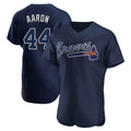 Atlanta Braves #44 Hank Aaron Player Navy CLOTHIN Alternate Limited Elite Home Game Stitched Jerseys