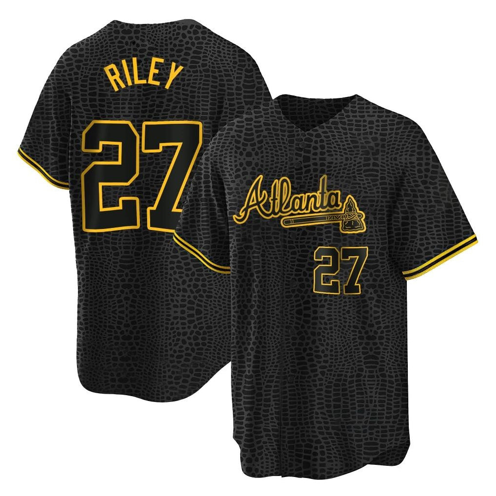 Atlanta Braves #27 Austin Riley Player Black CLOTHIN Snake Skin City Home Game Stitched Jerseys