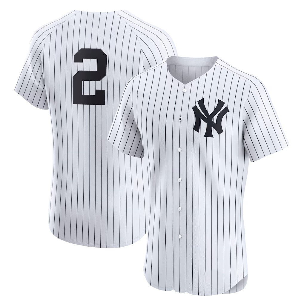 New York Yankees #2 Derek Jeter White CLOTHIN Home Elite Player Jersey