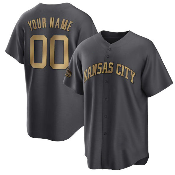 Custom Kansas City Royals Active Player Charcoal CLOTHIN 2022 All-Star Cool Base Stitched Jersey