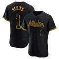 Atlanta Braves #1 Ozzie Albies Player Black CLOTHIN Snake Skin City Limited Elite Home Game Stitched Jerseys