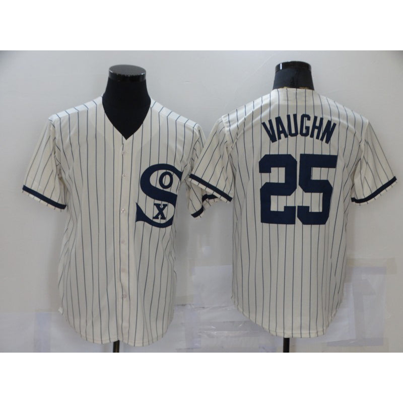 Chicago White Sox #25 Andrew Vaughn 2021 Cream Navy CLOTHIN Field of Dreams Name Flex Base Stitched Jersey