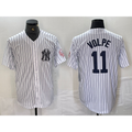 New York Yankees #11 Anthony Volpe Name White CLOTHIN With Patch 2024 Cool Base Stitched Jersey