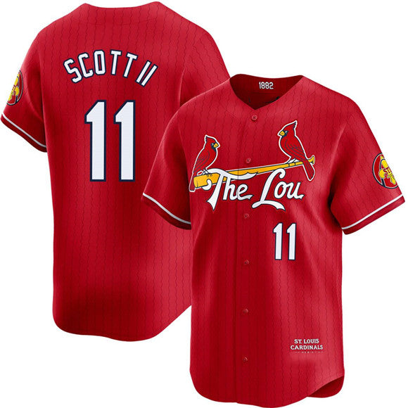 St. Louis Cardinals #11 Victor Scott II Red CLOTHIN City Connect Limited Stitched Jersey