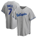 Los Angeles Dodgers #7 Blake Snell Player Gray CLOTHIN Road Game Stitched Jerseys