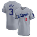 Los Angeles Dodgers #3 Edwin D¨ªaz Player Gray CLOTHIN Limited Elite Home Stitched Jerseys