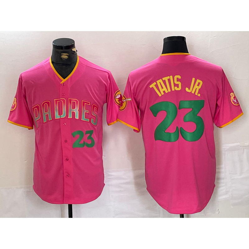 San Diego Padres #23 Fernando Tatis Jr. Pink CLOTHIN Cool Base Stitched Jerseys