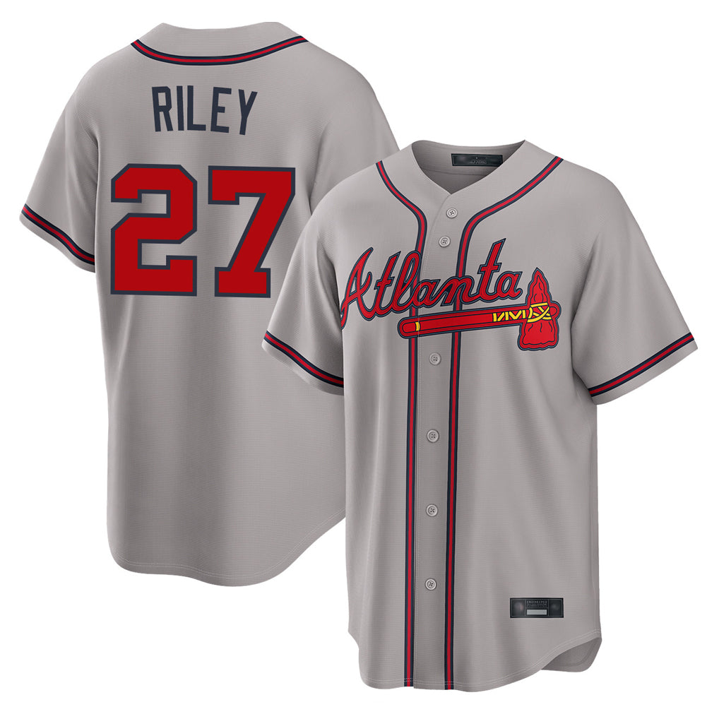 Atlanta Braves #27 Austin Riley Player Gray CLOTHIN Home Game Stitched Jerseys