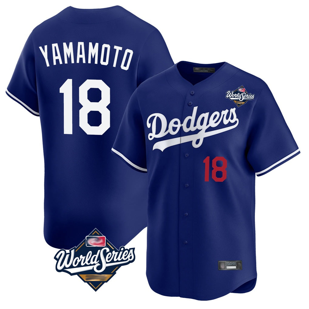 Los Angeles Dodgers #18 Yoshinobu Yamamoto Player Royal CLOTHIN World Series Limited Home Stitched Jerseys