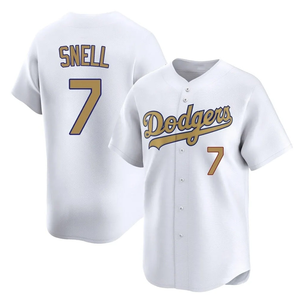 Los Angeles Dodgers #7 Blake Snell Player Gold CLOTHIN Collection Limited Home Stitched Jerseys