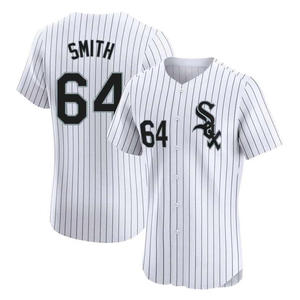 Chicago White Sox #64 Shane Smith Player White CLOTHIN Stripe Limited Elite Home Stitched Jerseys