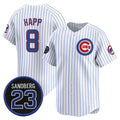 Chicago Cubs #8 lan Happ White CLOTHIN Pinstripe 'Ryne Sandberg Tribute' Vapor Limited V2 Stitched Jersey
