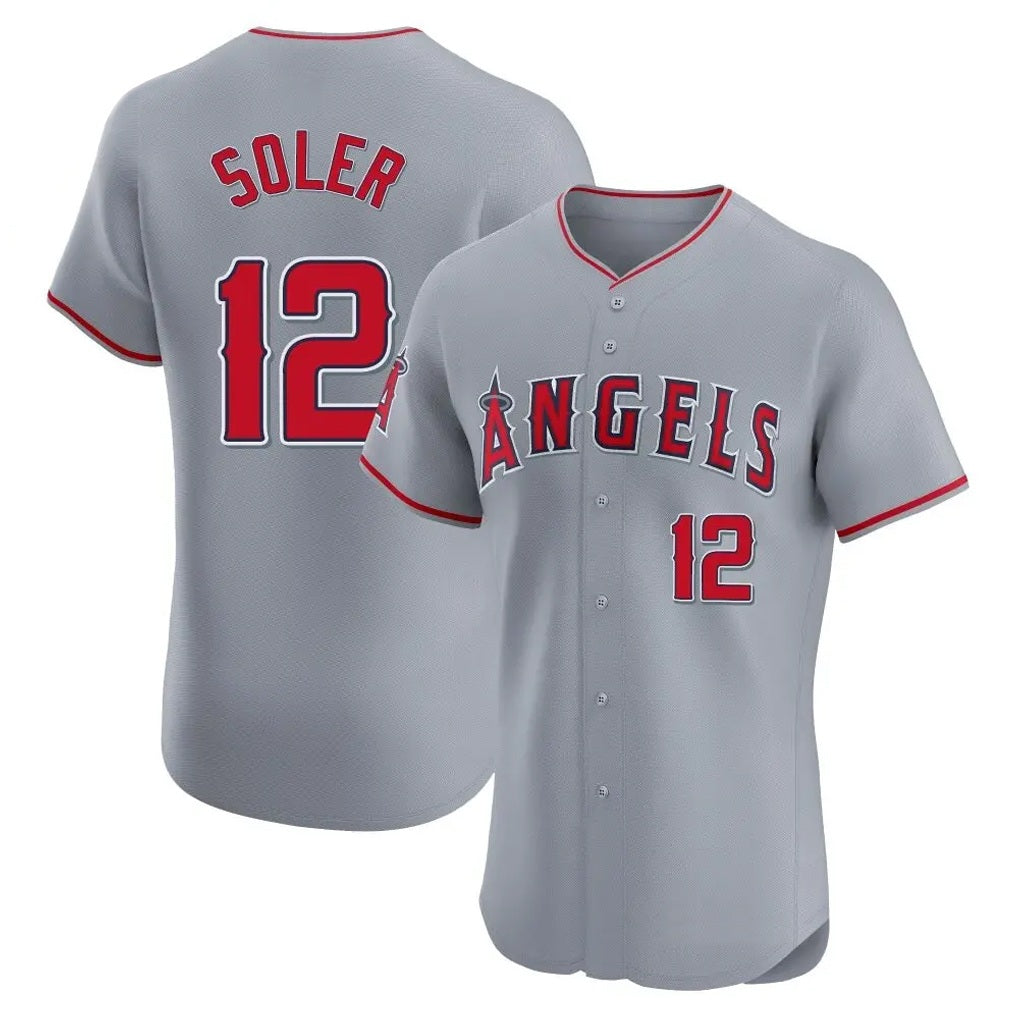 Los Angeles Angels #12 Jorge Soler Player Gray CLOTHIN Home Limited Elite Stitched Jerseys
