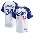 Los Angeles Dodgers #34 Fernando Valenzuela Player White-Royal CLOTHIN Tokyo Series Vapor Premier Limited Stitched Jerseys