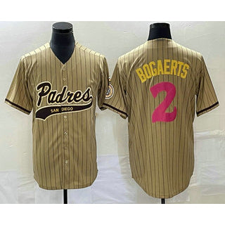 San Diego Padres #2 Xander Bogaerts Tan CLOTHIN Pinstripe 2023 City Connect Cool Base Stitched Jersey