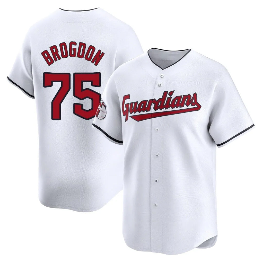 Cleveland Guardians #75 Connor Brogdon Player White CLOTHIN Limited Home Stitched Jerseys