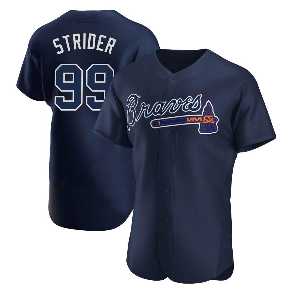 Atlanta Braves #99 Spencer Strider Player Navy CLOTHIN Alternate Limited Elite Home Game Stitched Jerseys