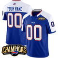 Custom B.Bills Active Player Blue White CLOTHIN 2023 F.U.S.E. AFC East Champions Ptach Stitched Jersey