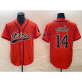 Houston Astros #14 Mauricio Dubon Orange CLOTHIN With Patch Cool Base Stitched Jersey