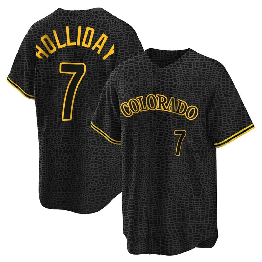 Colorado Rockies #7 Matt Holliday Player Black CLOTHIN Snake Skin City Home Game Stitched Jerseys