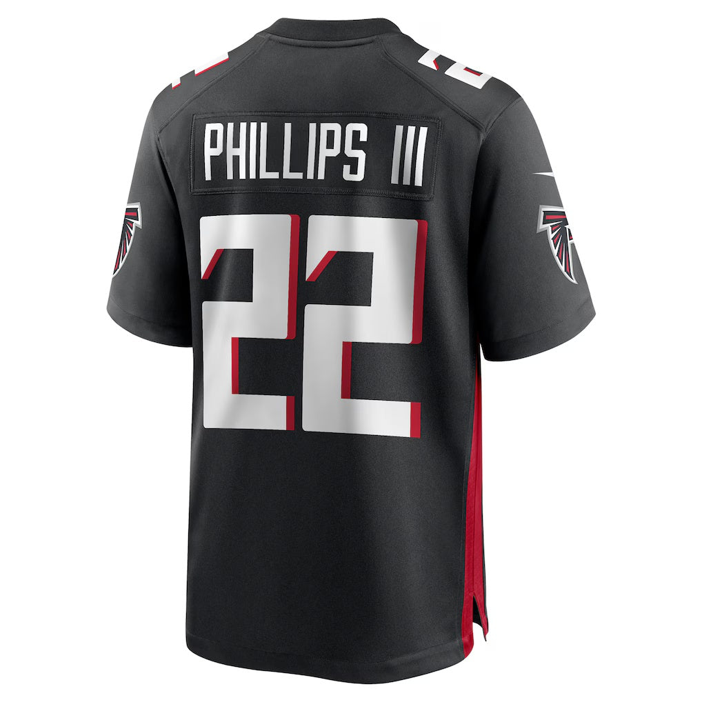 A.Falcons #22 Clark Phillips III Black CLOTHIN Team Game Jersey