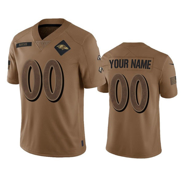 Custom B.Ravens Active Player 2023 Brown CLOTHIN Salute To Service Limited Stitched Jersey