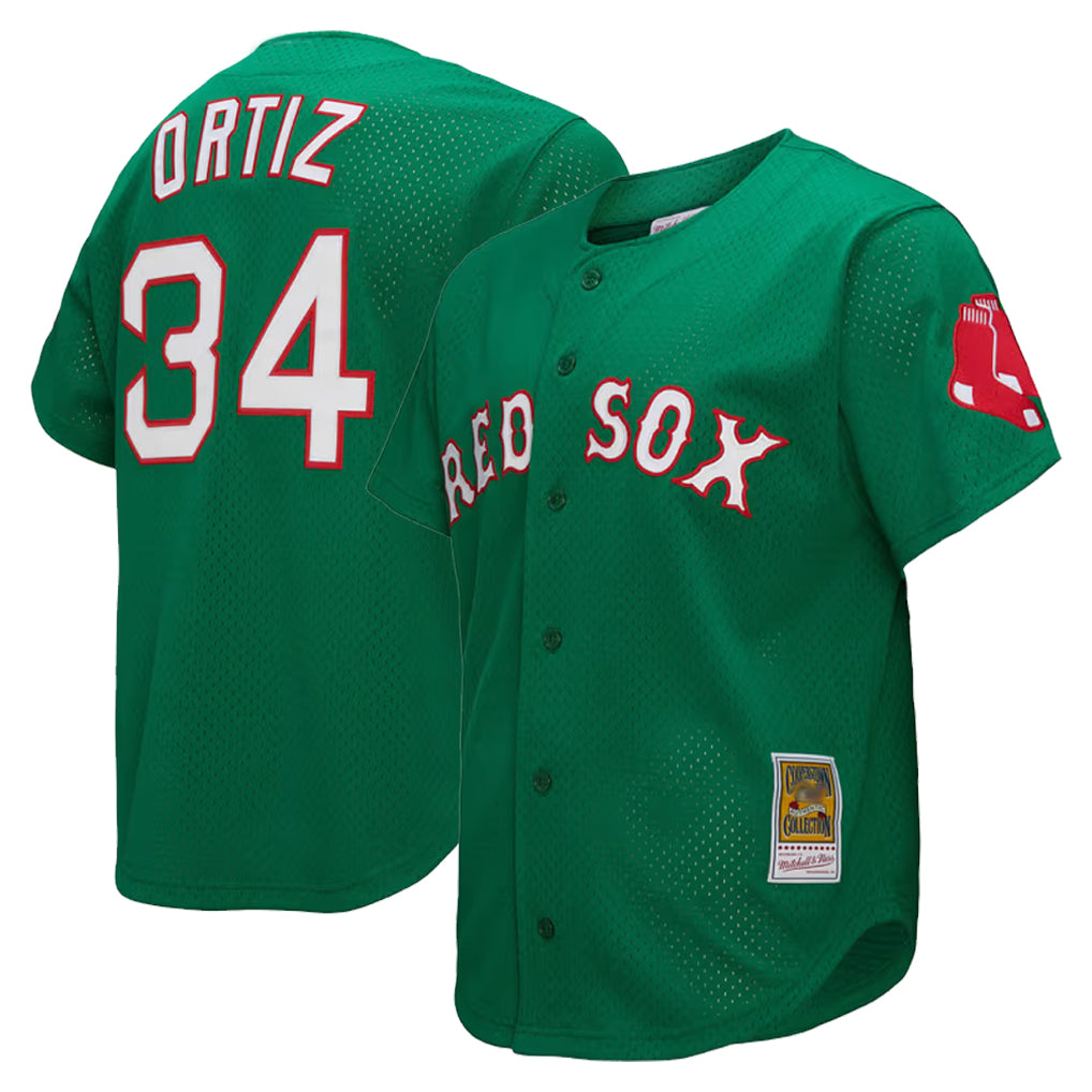 Boston Red Sox #34 David Ortiz Player Green CLOTHIN Mitchell & Ness Cooperstown Collection Mesh Home Stitched Jerseys